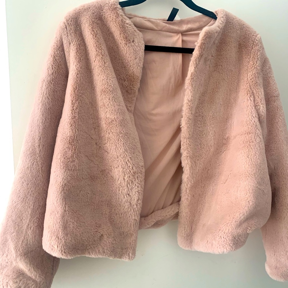 Urban outfitters Light pink faux fur bomber style jacket never worn!